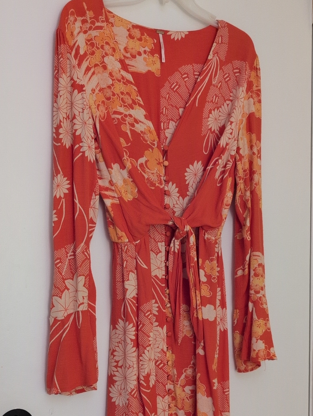 Free People Coral Floral Midi Dress